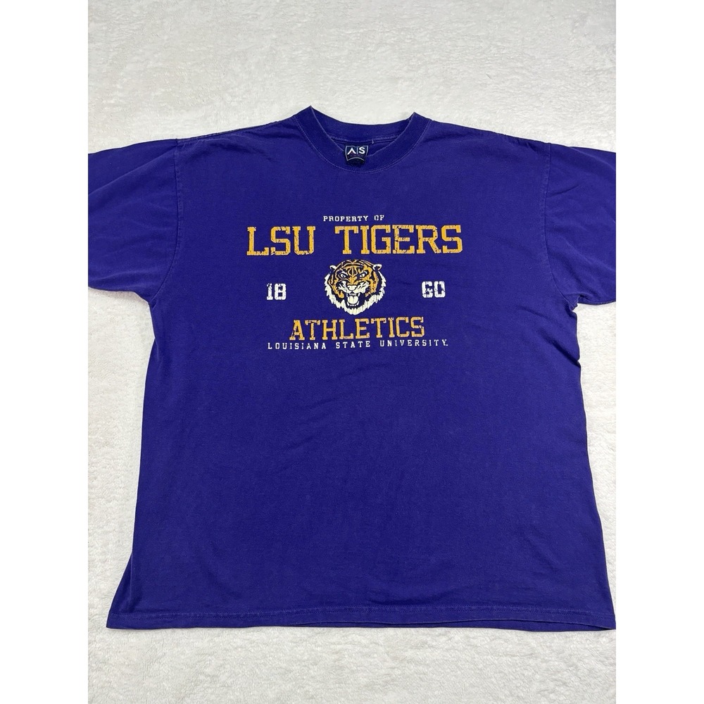 Vintage LSU Tigers T-shirt Men's Size Large Purple Sleeve Louisiana